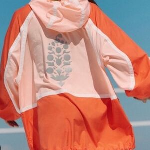 Free People Movement The Wind Orange and White Windbreaker Jacket